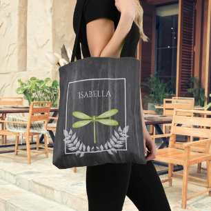 Groene Dragonfly Rustic Canvas tas op maat