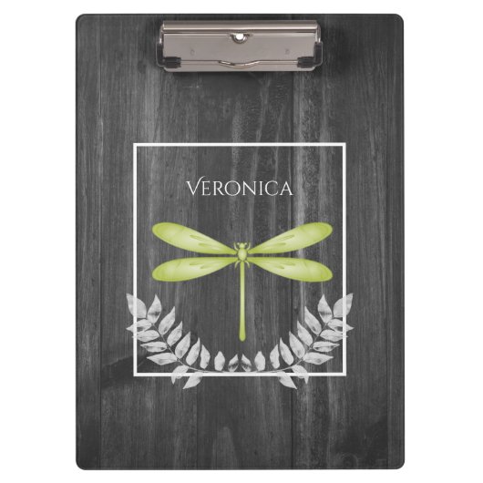 Groene Dragonfly Rustic-klembord Klembord (Voorkant)