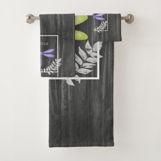Groene Dragonfly Rustic Persoonlijke keukenset voo Bad Handdoek (Insitu)