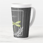 Groene Dragonfly Rustic persoonlijke latte Mok (Rechterhoek)