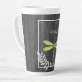 Groene Dragonfly Rustic persoonlijke latte Mok (Linkerhoek)