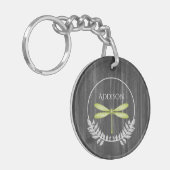 Groene Dragonfly Rustic Sleutelhanger op maat (Voorkant Links)