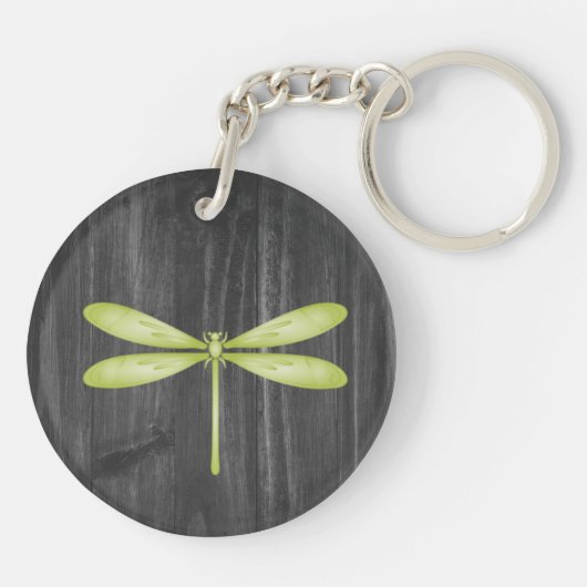 Groene Dragonfly Rustic Sleutelhanger op maat (Achterkant)