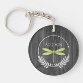 Groene Dragonfly Rustic Sleutelhanger op maat (Voorkant)