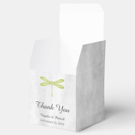Groene Dragonfly Wedding Favor Boxes Bedankdoosjes (Geopend)