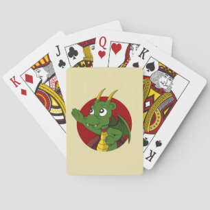 Groene drakenkaarten voor het afspelen van cartoon pokerkaarten