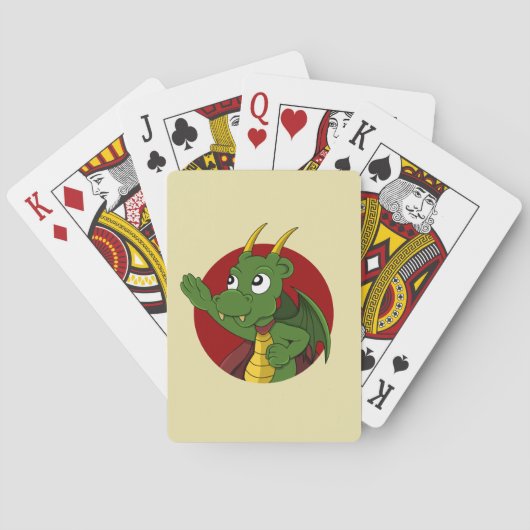Groene drakenkaarten voor het afspelen van cartoon pokerkaarten (Achterkant)