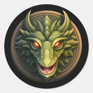 Groene Drakenkop Klassieke Ronde Sticker
