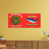 Groene drakenmerk en zalmlabel canvas afdruk (Insitu (Woonkamer))
