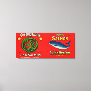 Groene drakenmerk en zalmlabel canvas afdruk