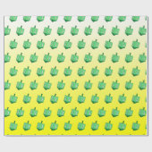 Groene Dreidel op Gele Chanoeka Cadeaupapier (Vlak)