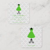 Groene  dress Seamstress en veranderingen Vierkante Visitekaartje (Voorkant / Achterkant)