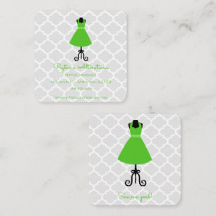 Groene  dress Seamstress en veranderingen Vierkante Visitekaartje