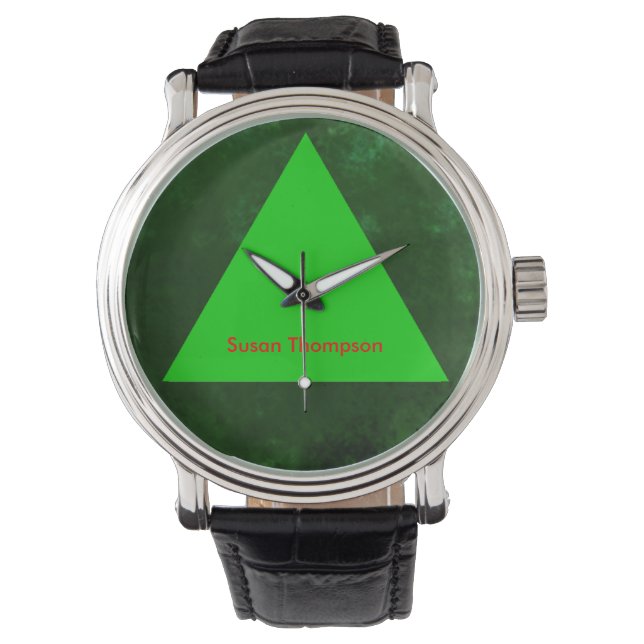 groene driehoek gepersonaliseerde naam horloge (Voorkant)