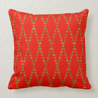 Groene driehoeken op rode PIllow Kussen