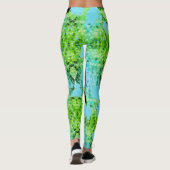 Groene driehoeken Turquoise verf Leggings (Achterkant)