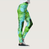 Groene driehoeken Turquoise verf Leggings (Rechts)