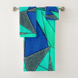 Groene driehoekige sneeuw op blauwe achtergrond, r bad handdoek