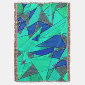 Groene driehoekige sneeuw op blauwe achtergrond, r deken (Voorkant Verticaal)