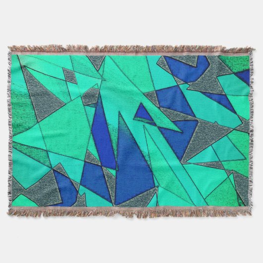 Groene driehoekige sneeuw op blauwe achtergrond, r deken (Voorkant)