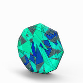 Groene driehoekige sneeuw op blauwe achtergrond, r fotoblokken (Rechts)