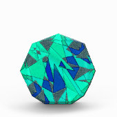 Groene driehoekige sneeuw op blauwe achtergrond, r fotoblokken (Voorkant)