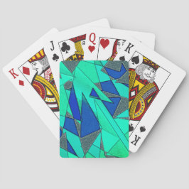 Groene driehoekige sneeuw op blauwe achtergrond, r pokerkaarten