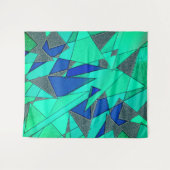 Groene driehoekige sneeuw op blauwe achtergrond, r wandkleed (Voorkant (horizontaal))