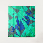 Groene driehoekige sneeuw op blauwe achtergrond, r wandkleed (Voorkant)