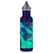 Groene driehoekige sneeuw op blauwe achtergrond, r waterfles (Rechts)