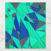 Groene driehoekige sneeuw op blauwe achtergrond, r wijn etiket (Enkel label)