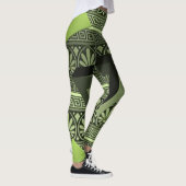 groene driehoekige zwarte damesleggings leggings (Rechts)