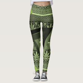 groene driehoekige zwarte damesleggings leggings