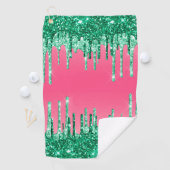 Groene drifters roze roze watermeloen kleur golfhanddoek (Insitu)