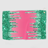 Groene drifters roze roze watermeloen kleur golfhanddoek (Horizontaal)