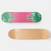 Groene drifters roze roze watermeloen kleur persoonlijk skateboard (Horizontaal)