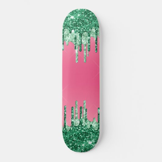Groene drifters roze roze watermeloen kleur persoonlijk skateboard (Voorkant)