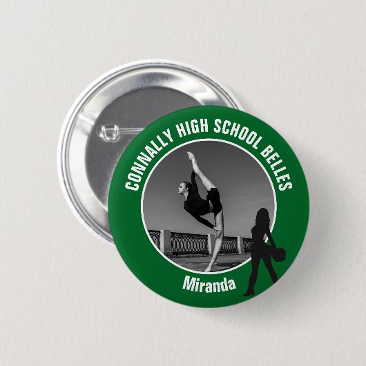 Groene Drill Team Foto Hoge School Danser Ronde Button 5,7 Cm (Voorkant /achterkant)