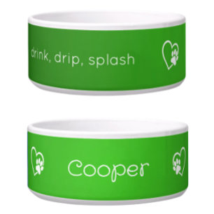 Groene 'drink drip splash' Hondennaam Kom