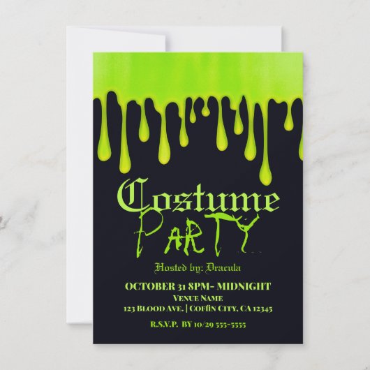 Groene dripsloppenningen Halloween Costume Party Kaart (Voorkant)
