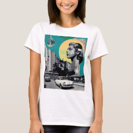 Groene dromen in de stad van 50 Retro Collage T-shirt
