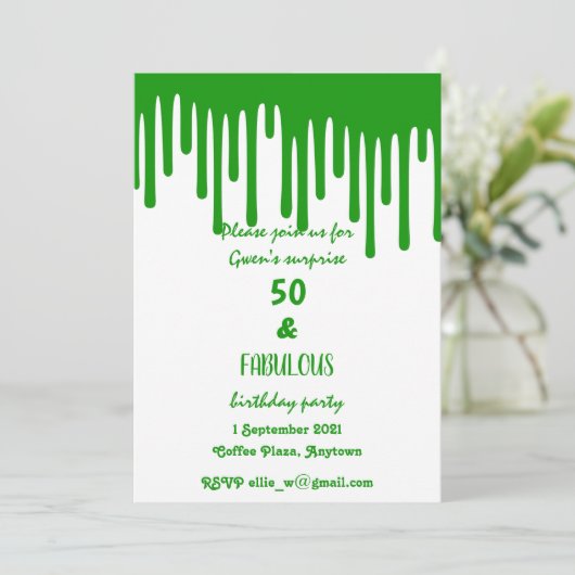 Groene droogwas 50 jaar en verbluffende verjaardag kaart (Staand voorkant)