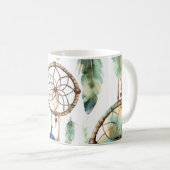 Groene droom catcher waterverf koffiemok (Voorkant rechts)