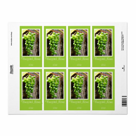Groene druif gepersonaliseerd wijnlabel etiket (Full Sheet)