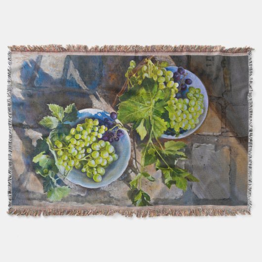 Groene Druif Stilleven Schilderij Deken (Voorkant)