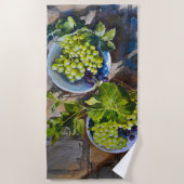 Groene Druif Stilleven Schilderij Strandlaken (Voorkant)