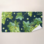 Groene druif: Waterverf donker patroon Badhanddoek (Badhanddoek)