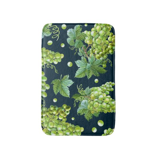 Groene druif: Waterverf donker patroon Badmat (Voorkant Verticaal)
