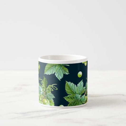 Groene druif: Waterverf donker patroon Espresso Kop (Voorkant)