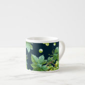 Groene druif: Waterverf donker patroon Espresso Kop (Voorkant rechts)